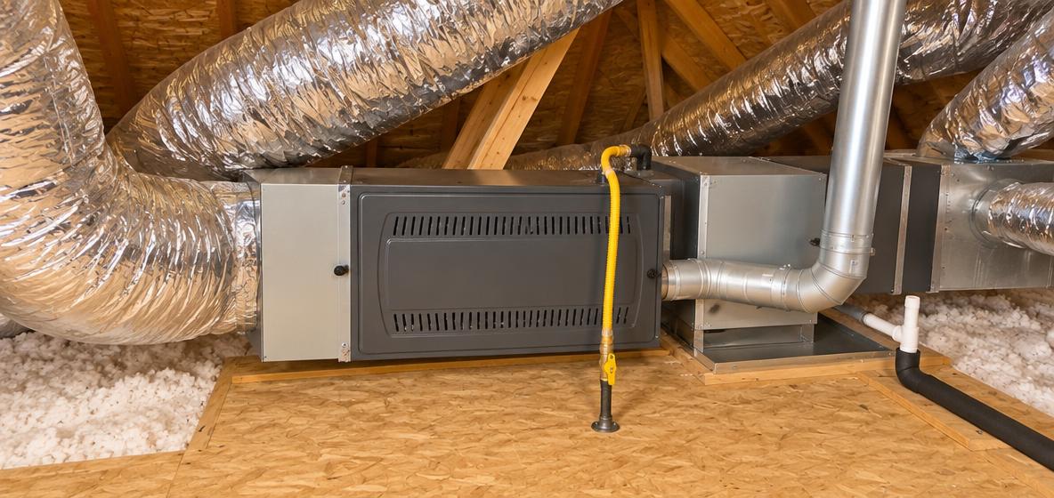 Newly installed high-efficiency gas furnace in a San Antonio home