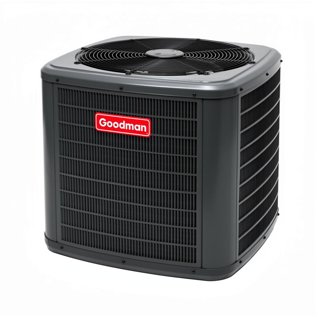 Goodman residential AC condenser unit installed by Carnes and Sons in San Antonio